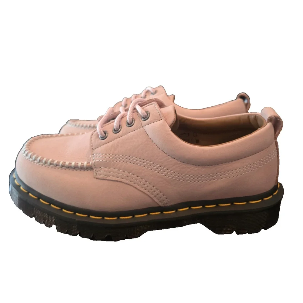 Dr. Martens Lowell Lace-Up Shoes Women 9 Pink Nubuck Leather Moc Toe Casual NWOB